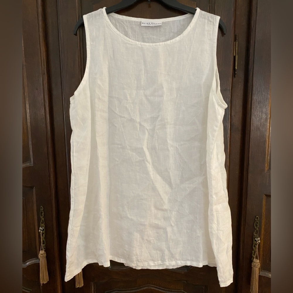 Brynn Walker sleeveless white linen tunic NWOT generously cut size Small